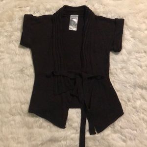 4/$20 Chocolate Brown Cuff Sleeve Tie Cardigan